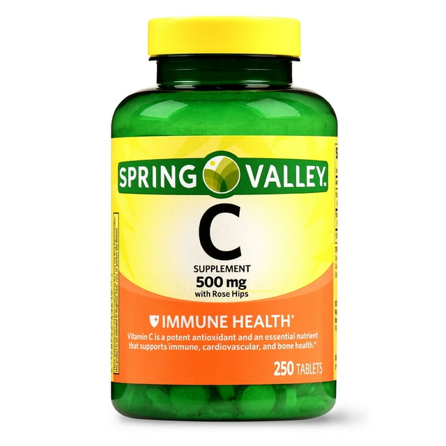 Spring Valley Vitamin C Supplement with Rose Hips, 500 mg, 250 Count