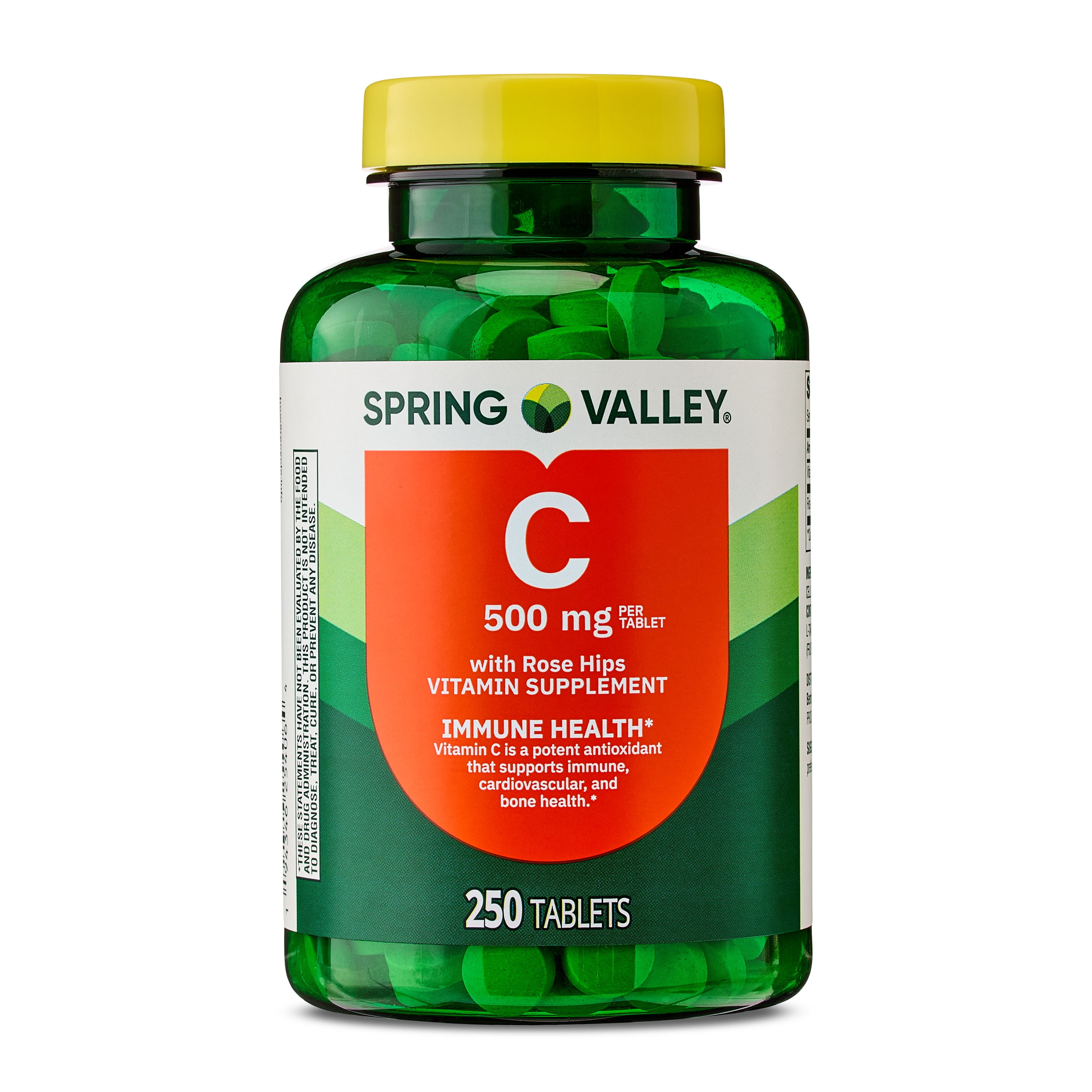 Spring Valley Vitamin C with Rose Hips Dietary Supplement Tablets for Immune Health, 500 mg, 250 Count