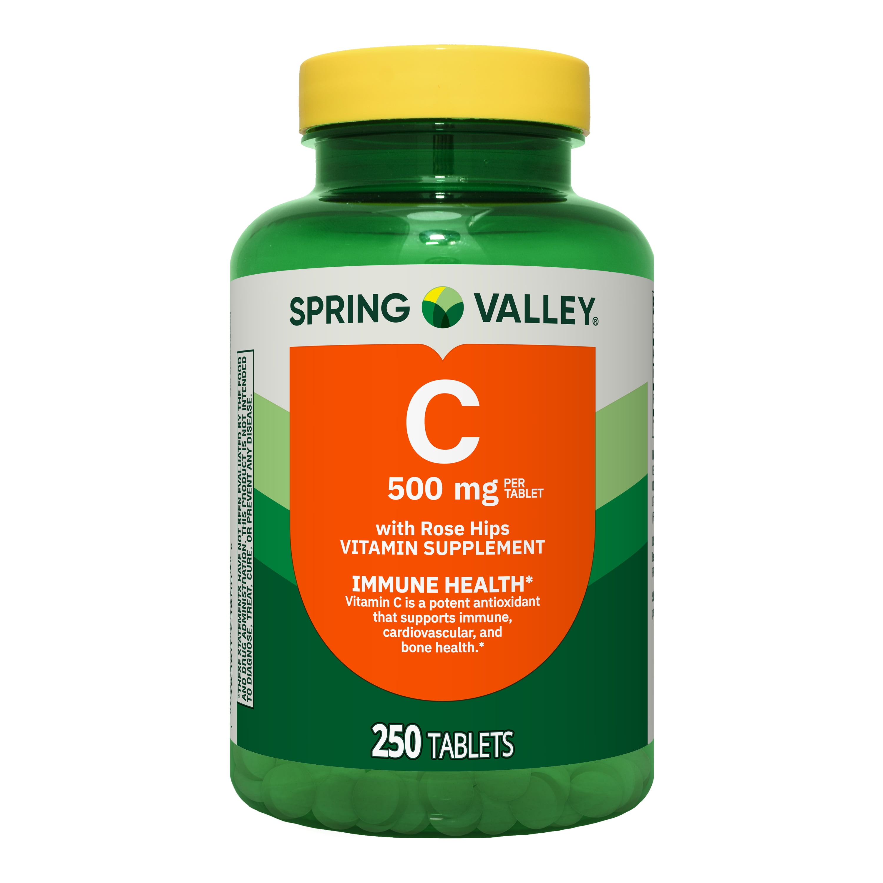 Spring Valley Vitamin C with Rose Hips Dietary Supplement Tablets for Immune Health, 500 mg, 250 Count