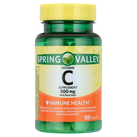 Spring Valley Vitamin C with Rose Hips Supplement, 500 mg, 100 Tablets