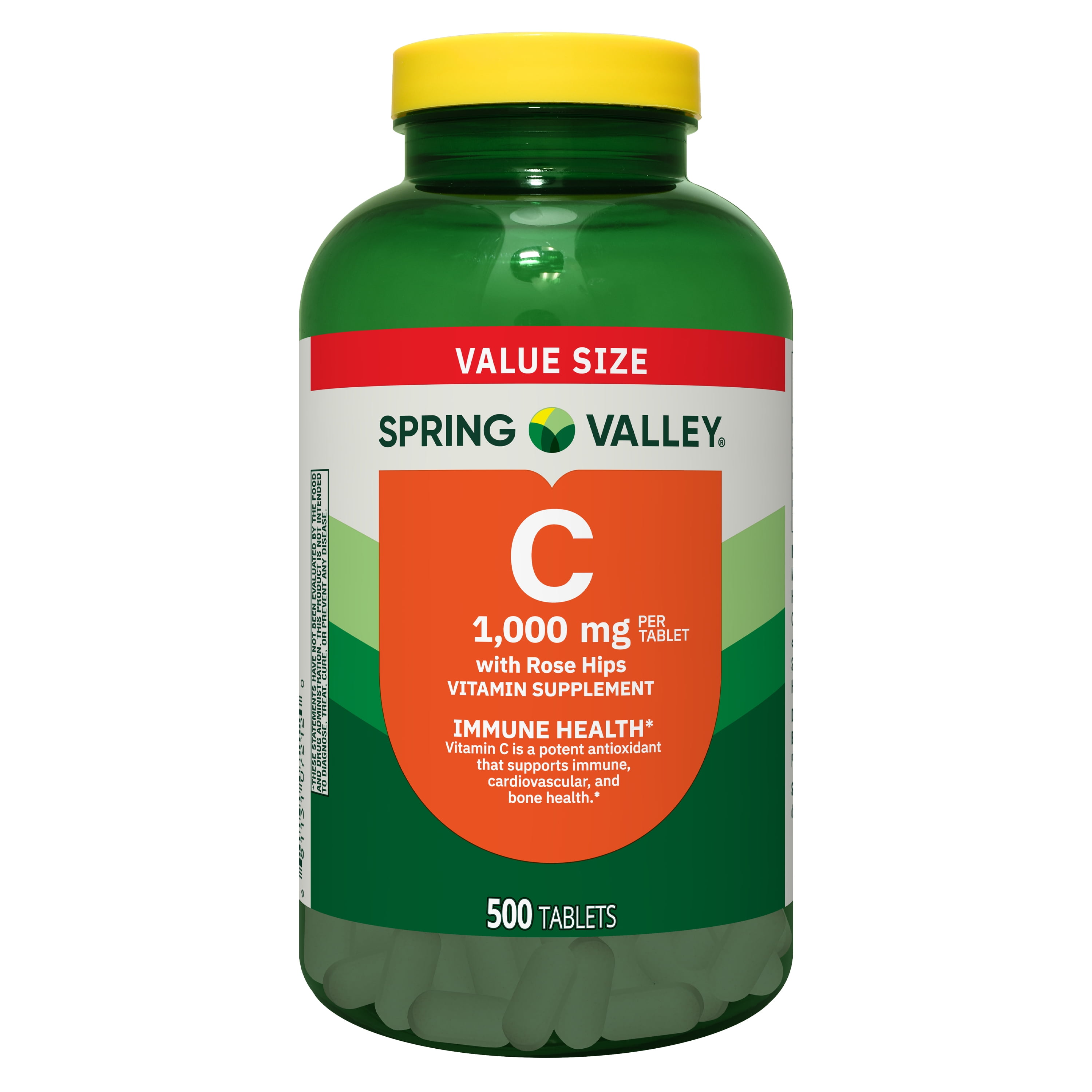 Spring Valley Vitamin C with Rose Hips Dietary Supplement Tablets, 1000 mg, 500 Count