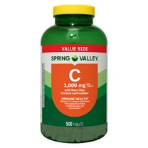 Spring Valley Vitamin C with Rose Hips Dietary Supplement Tablets, 1000 mg, 500 Count