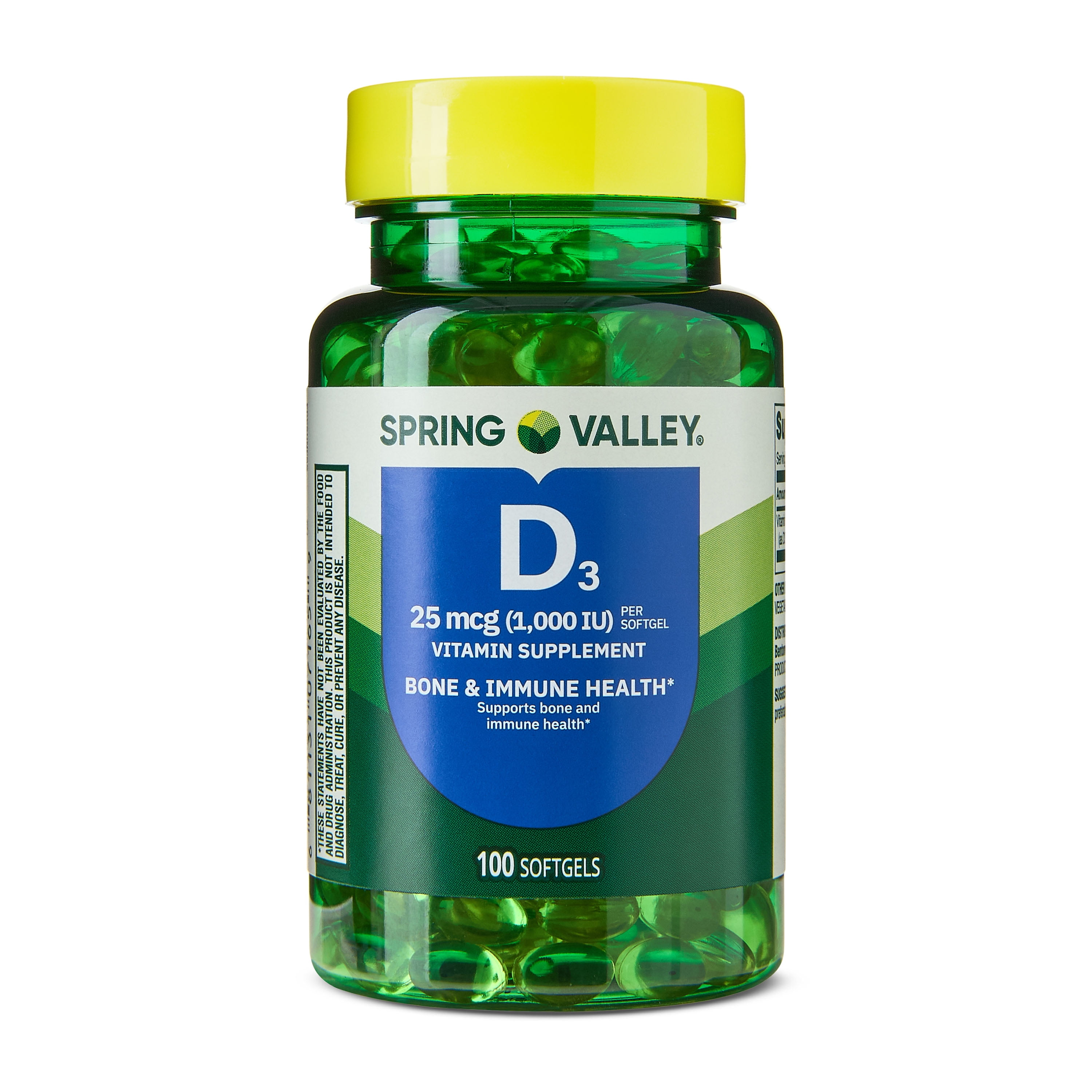 Spring Valley Vitamin D3 Softgels, 25 mcg 1000 IU, 100 Cou
