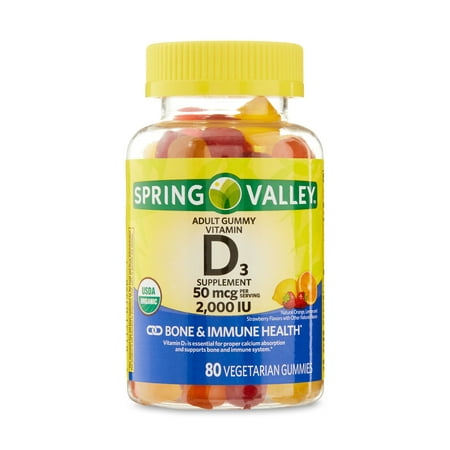 Spring Valley Vitamin D3 Gummy, 2000 IU, 80 Ct