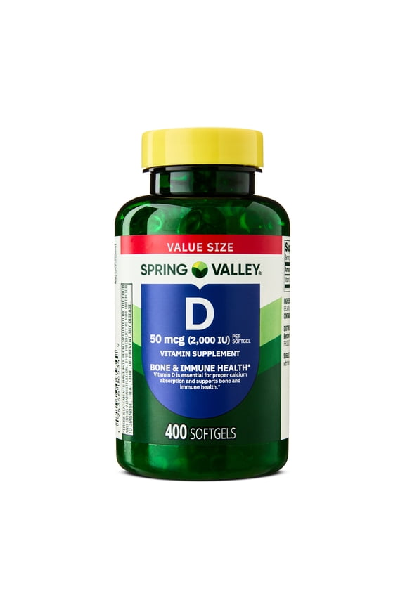 Vitamin D3 Softgels, 50 mcg (2,000 IU), 400 Count, Supplement for Bone and Immune Health
