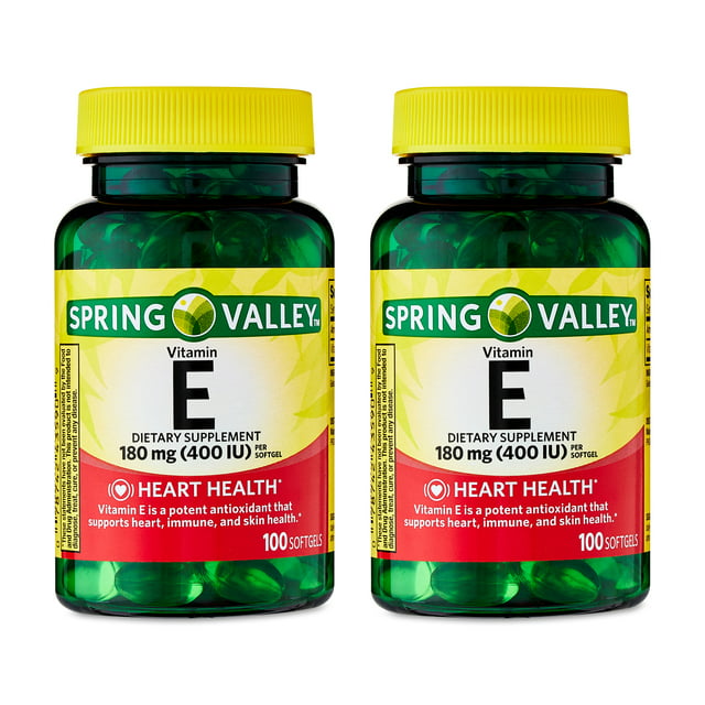 Spring Valley Vitamin E Dietary Supplement Twin Pack, 180 mg, 200 Count