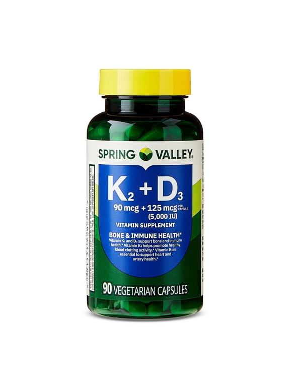 Vitamin K2 90 Mcg + D3 125 Mcg Vegetarian Capsules, 90 Count