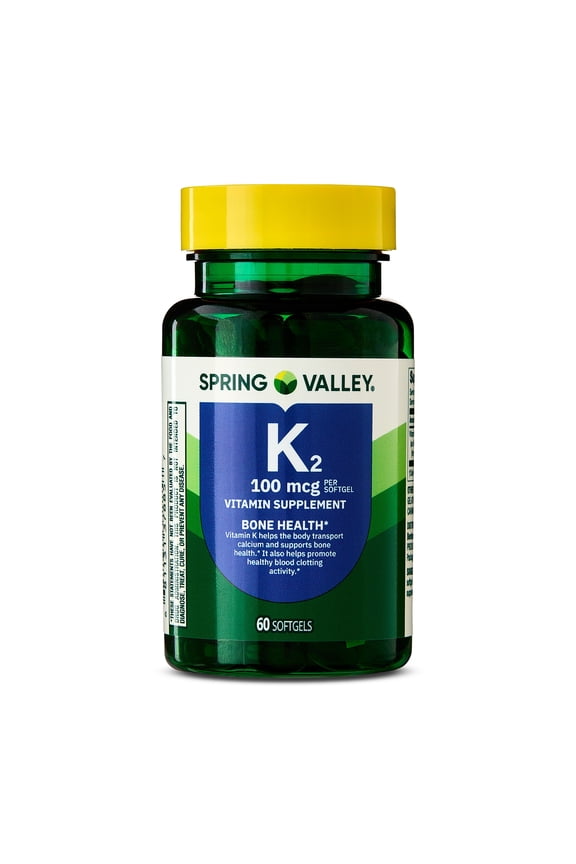 Vitamin K2 100mcg Soft Gel Capsules for Bone Health, 60 Count