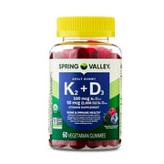 Spring Valley Vitamin K2 + Vitamin D3 Gummies, Mixed Berry, 60 Count, Supplement for Bone and Immune Health