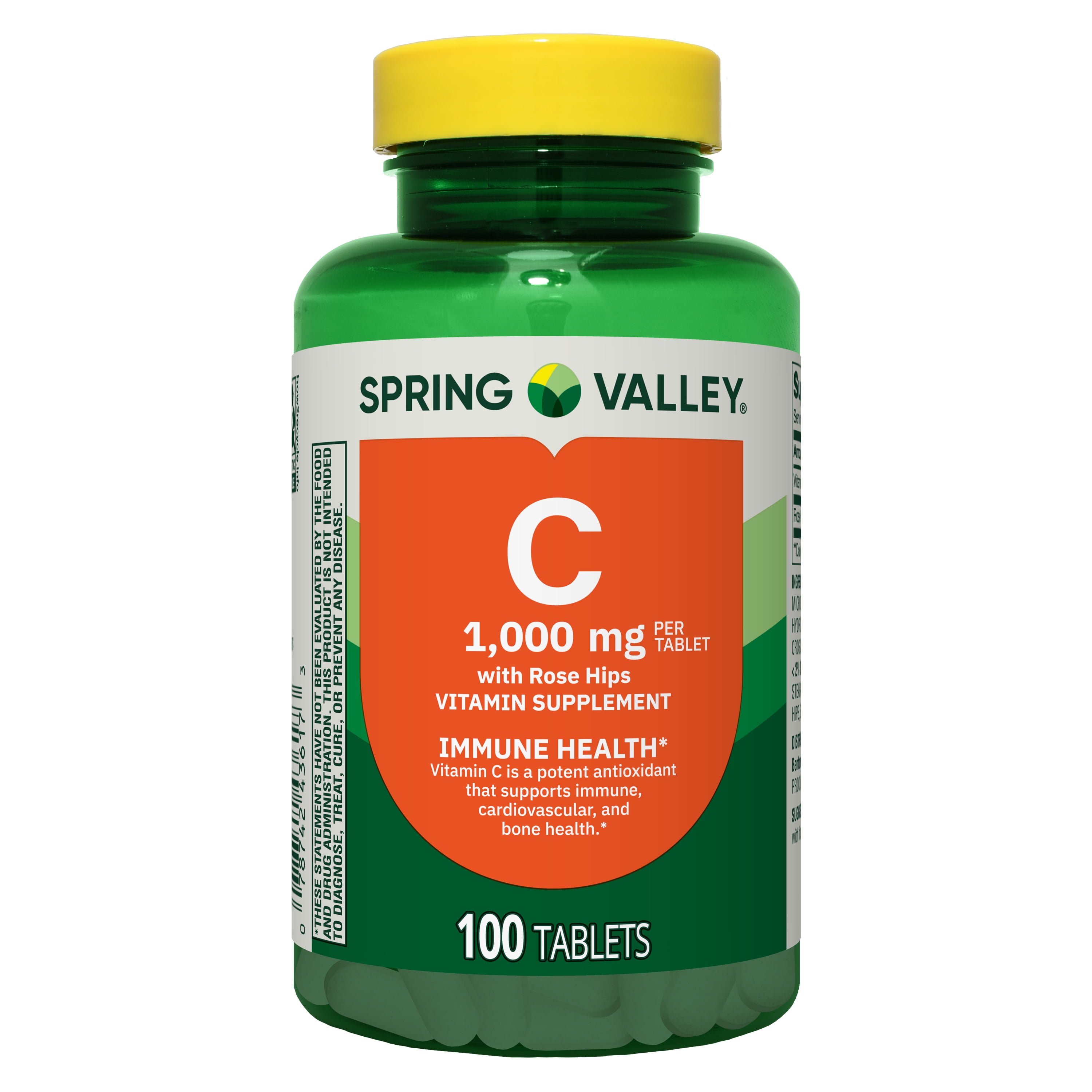 Spring Valley Vitamin  with Rose Hips Dietary Supplement Tablets for Immune Health, 1000 mg, 100 Count