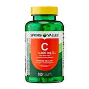 Spring Valley Vitamin С with Rose Hips Tablets Dietary Supplement, 1,000 mg, 100 Count