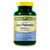 Spring Valley Whole Herb Saw Palmetto Prostate Men's Health Dietary Supplement Capsules, 450 mg, 200 Count