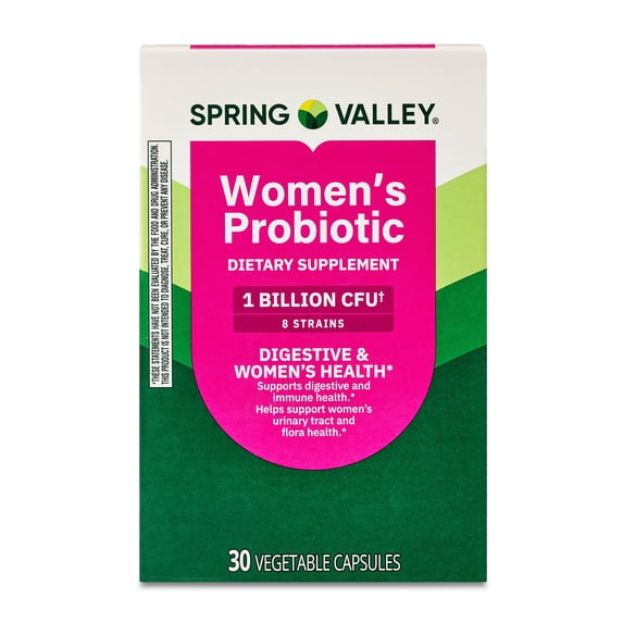 Spring Valley Women's Probiotic Dietary Supplement Vegetarian Capsules for Digestive Health, 30 Count