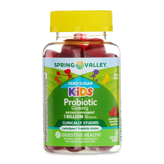 Spring Valley Zero Sugar Kid's 1 Billion CFU Probiotic Gummy, 60 Vegetarian Gummies