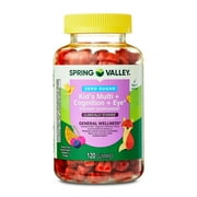 Spring Valley Zero Sugar Kid s Multi + Cognition + Eye Gummy, Natural Fruit Flavors, 120 Count