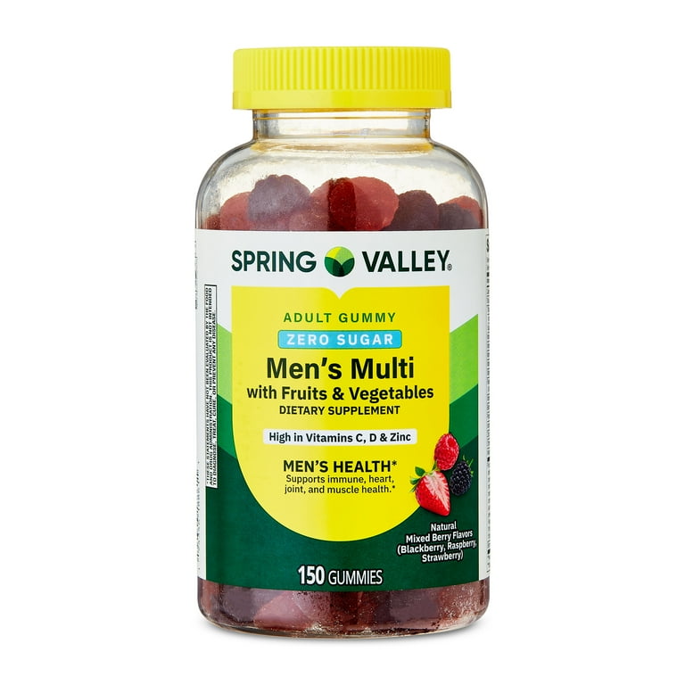 みかん Spring Valley Multi Gummies for Men with Vitamins B C D Zinc 150