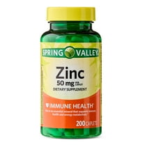 Spring Valley Zinc Dietary Supplement Caplets for Immune Health, 50 mg, 200 Count