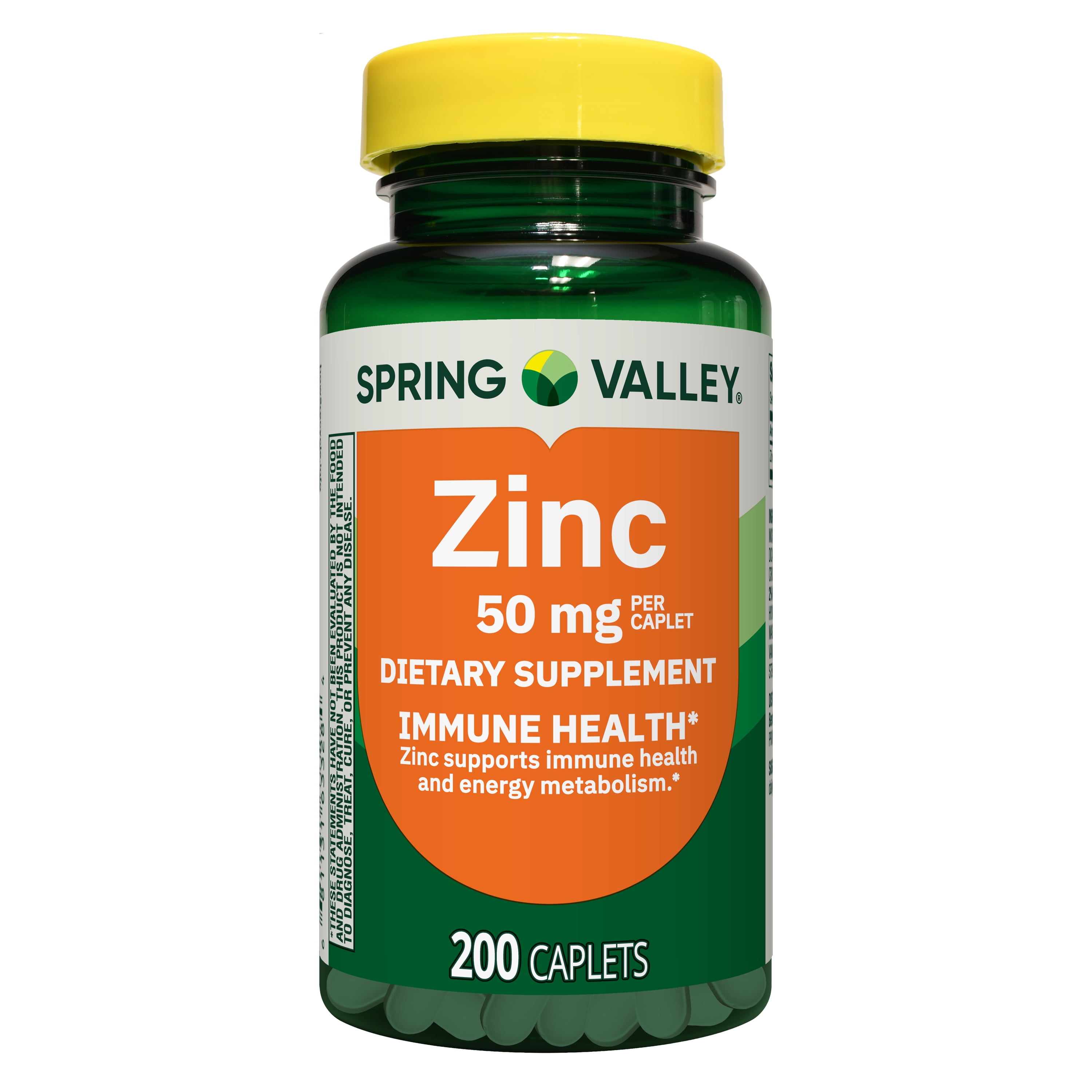 Spring Valley Zinc Dietary Supplement Caplets for Immune Health, 50 mg, 200 Count