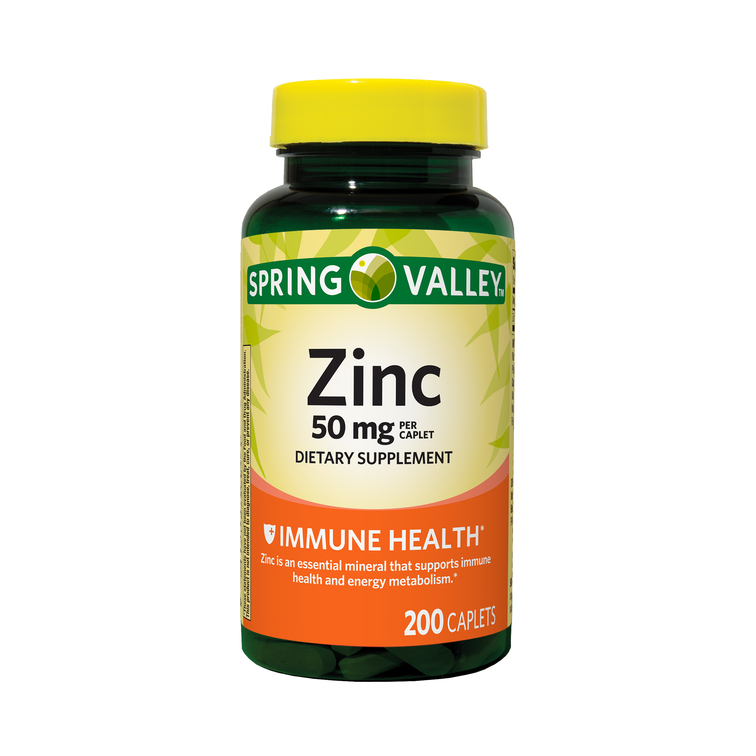 Spring Valley Zinc Immune Health Dietary Supplement Caplets, 50 mg, 200 Count - image 1 of 5