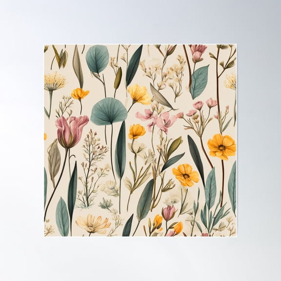 Spring Vibes Poster Wall Art, Modern Wall Decor For Living Room Bedroom, 17x17 UNFRAMED