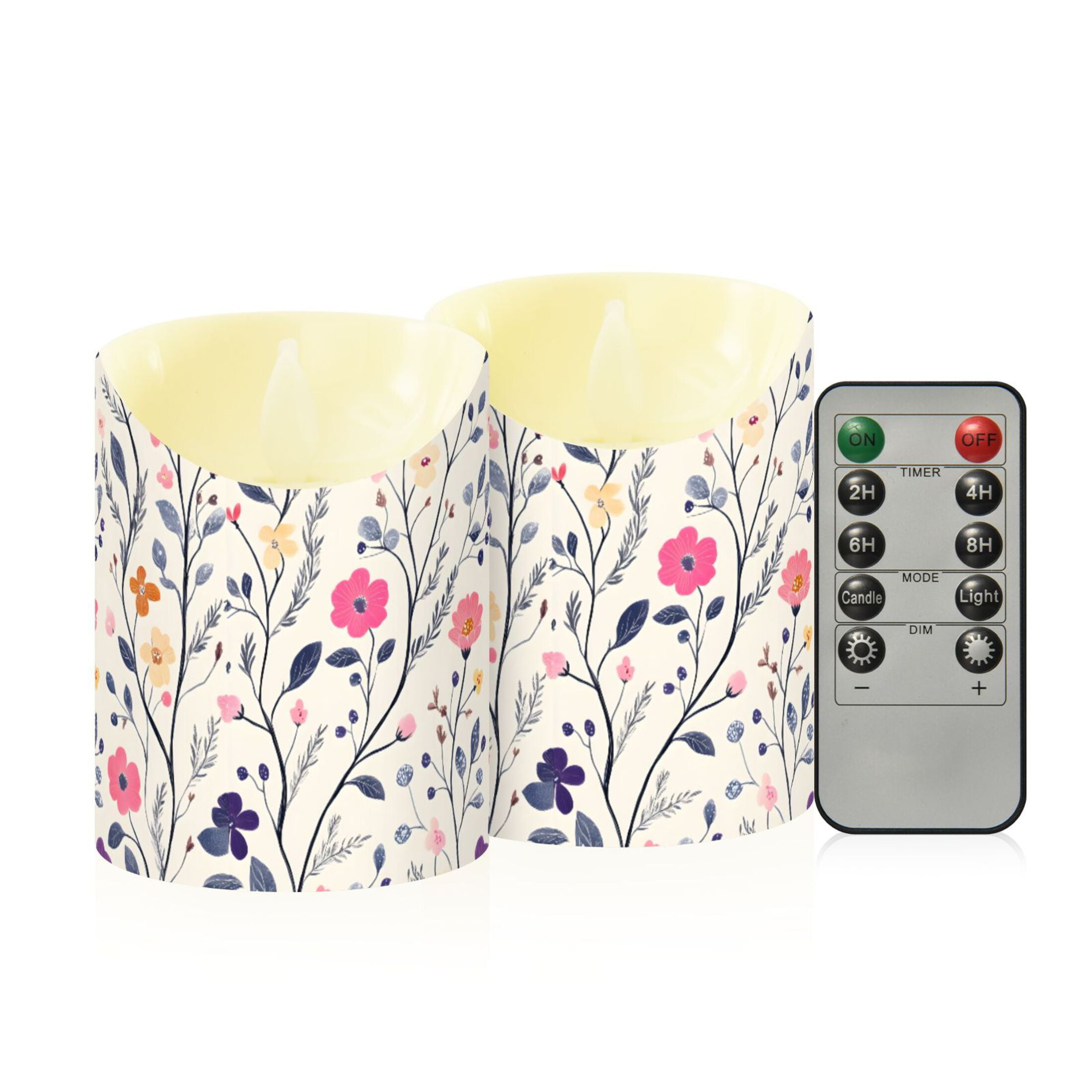 Spring Vibrant Flowers Flameless Candles 2 PCS with Remote Realistic ...