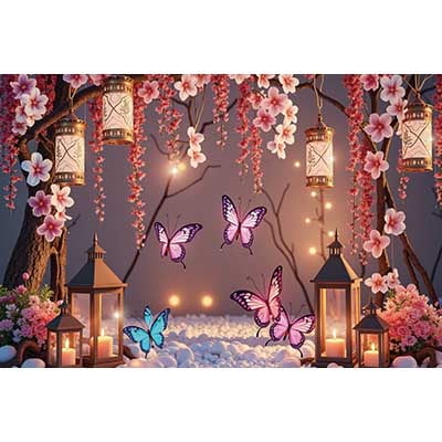 Spring Village Rural Town Backdrops Photography Floral Park Gard Mountain River Tree Grass Home ration Backgrounds