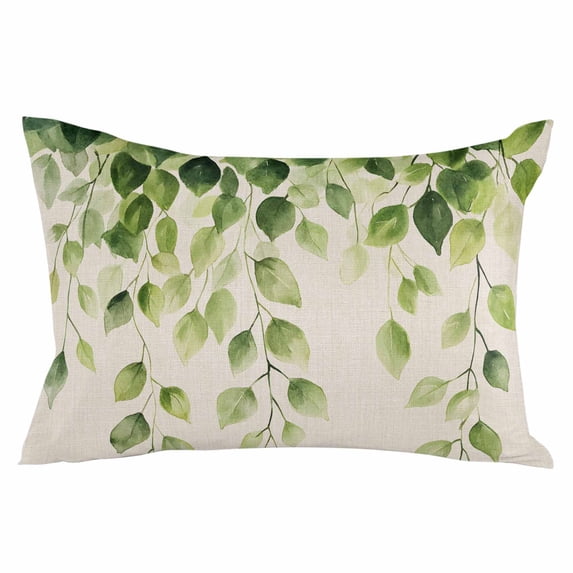 Spring Vines Leaves Throw Pillow Cover 16 x 24 Inch Decorative Pillow Cover Retro Rustic Green Botanical Plants Lumbar Pillowcase Seasonal Rectangle Cushion Case for Couch Sofa Bed Living Room