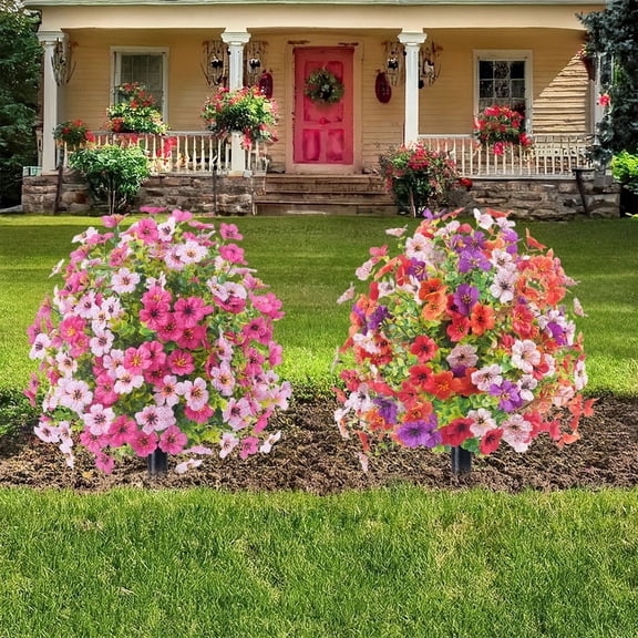 Spring Violet Ground Stick Wedding Aisle Markers Artificial Flowers Multicolor Plastic Silk Mums 40x60cm Faux Outdoor Spring Summer Decor Patio Porch