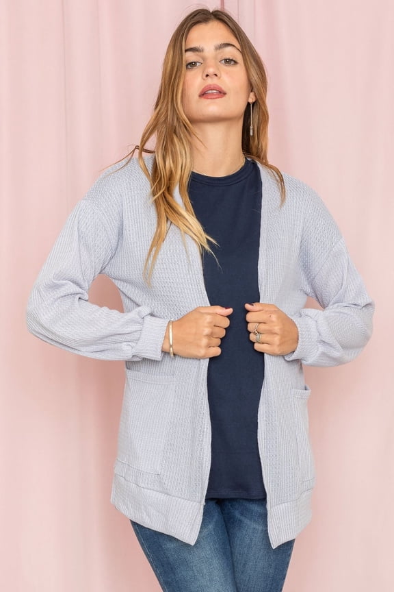 Spring Waffle Knit Open Cardigan with Pockets | 6 Colors | S-3X