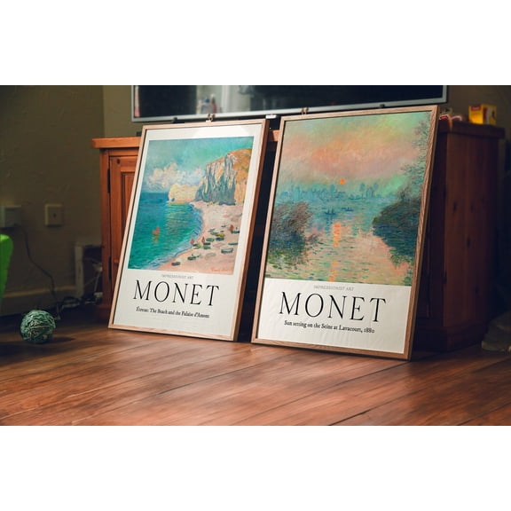 Spring Wall Decor Monet Posters Colorful Monet Beach Turquoise Blue Coastal Art Vintage Museum Poster Printed Poster, Poster Only