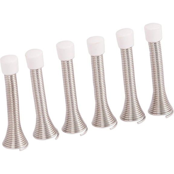 Spring Wall Door Stops 6 Pack Metal Door Stoppers with Screws and Wall Fix Bases Plates Wall Protectors Chrome Finish 6Pcs Wall Mounted