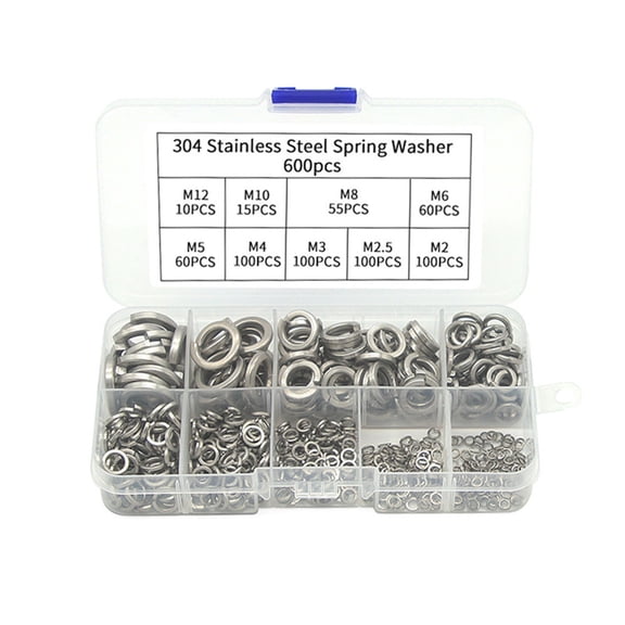 Spring Washers Set of 600 Pcs Made of Rustproof Stainless Steel Material