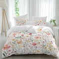 thumbnail image 1 of Spring Watercolor 4 Piece Duvet Cover Set Twin Size Light Pink Yellow Flower Botanical Soft Bedding Set Comforter Cover, 1 Duvet Cover 1 Flat Sheets and 2 Pillowcases, 1 of 9