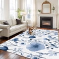 thumbnail image 1 of Spring Watercolor Area Rugs 5x7 ft Grey Blue Flower Leaves Floral Washable Rug Non Slip Indoor Carpet Absorbent Floor Mat for Living Room Bedroom Dining Room, 1 of 9