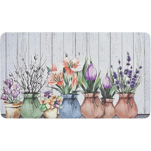 Spring Watercolor Floral Door Mat Seasonal Welcome Door Mats for Indoor Outdoor Non Slip Spring Decor Doormat 17"x30"