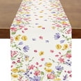 thumbnail image 1 of Spring Watercolor Flowers Table Runner Wild Floral Flowers Farmhouse Rustic Runner for Table Kitchen Dinning Table Decor for Wedding Anniversary Party Holiday Home Decor 13x72 Inch, 1 of 5
