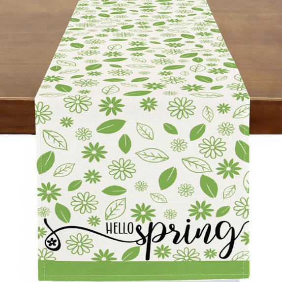 Spring Watercolor Flowers Table Runner Wild Floral Flowers Farmhouse Rustic Runner for Table Kitchen Dinning Table Decor for Wedding Anniversary Party Holiday Home Decor 13x48 Inch