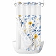 thumbnail image 1 of Spring Watercolor No Hooks Shower Curtain with Snap-in Liner Blue and Yellow Flower Leaves Shower Curtains for Bathroom, Waterproof, Easy Install, Washable 36"x72", 1 of 9