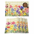 thumbnail image 1 of Spring Watercolor Placemats Set of 1, Tulip Flowers Yellow Plaid Non-Slip Place Mats Washable Table Mats for Kitchen Dining Table Decorations Indoor/Outdoor, 1 of 9