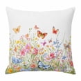 thumbnail image 1 of Spring Watercolor Throw Pillow Cover Colorful Butterfly Flowers Plants Cotton Linen Cushion Cover Throw Pillow Case with Invisible Zipper for Couch Sofa Bed Chair Car 18x18 Inch, 1 of 14