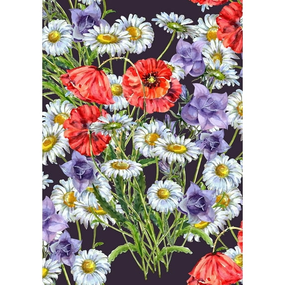 Spring Watercolor Wildflowers Garden Yard Flag 28 x 40 Inch, Daisy and Poppies Flowers Double Sided Outdoor Decorative Welcome flags Banners for Home House Lawn Patio