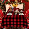 thumbnail image 1 of Spring Waterproof Table Cloth - Spillproof Scratch Resistant and Wrinkle Free Buffalo Plaid Farmhouse Tablecover for Dining Room Kitchen Banquet, 60 x 84 Inch, Red and Black Checkered, 1 of 6