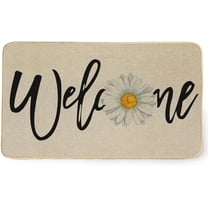 Spring Welcome Door Mat, Seasonal Daisy Decorative Rug Floor Doormat Switch Mat for Indoor Outdoor 17 x 30 Inch DM140