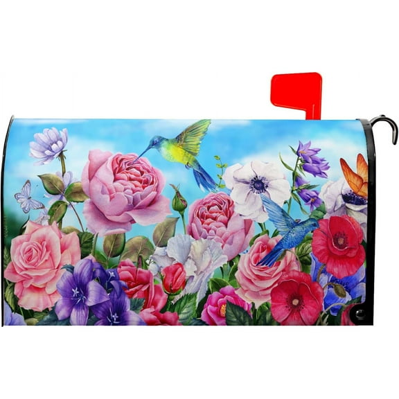 Spring Welcome Flowers Mailbox Cover Spring Floral and Bird Magnetic Mailbox Covers Welcome Spring/Summer Mailbox Large Post Letter Box Covers Garden Yard Home Decor for Outside 21" x18"