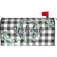thumbnail image 1 of Spring Welcome Mailbox Covers Magnetic Standard Size 18 X 21 Green Leaf Black White Buffalo Plaid Mailbox Cover Holiday Decorations Mailbox Wrap Post Letter Box Cover Decor for Home Outdoor Garden, 1 of 7