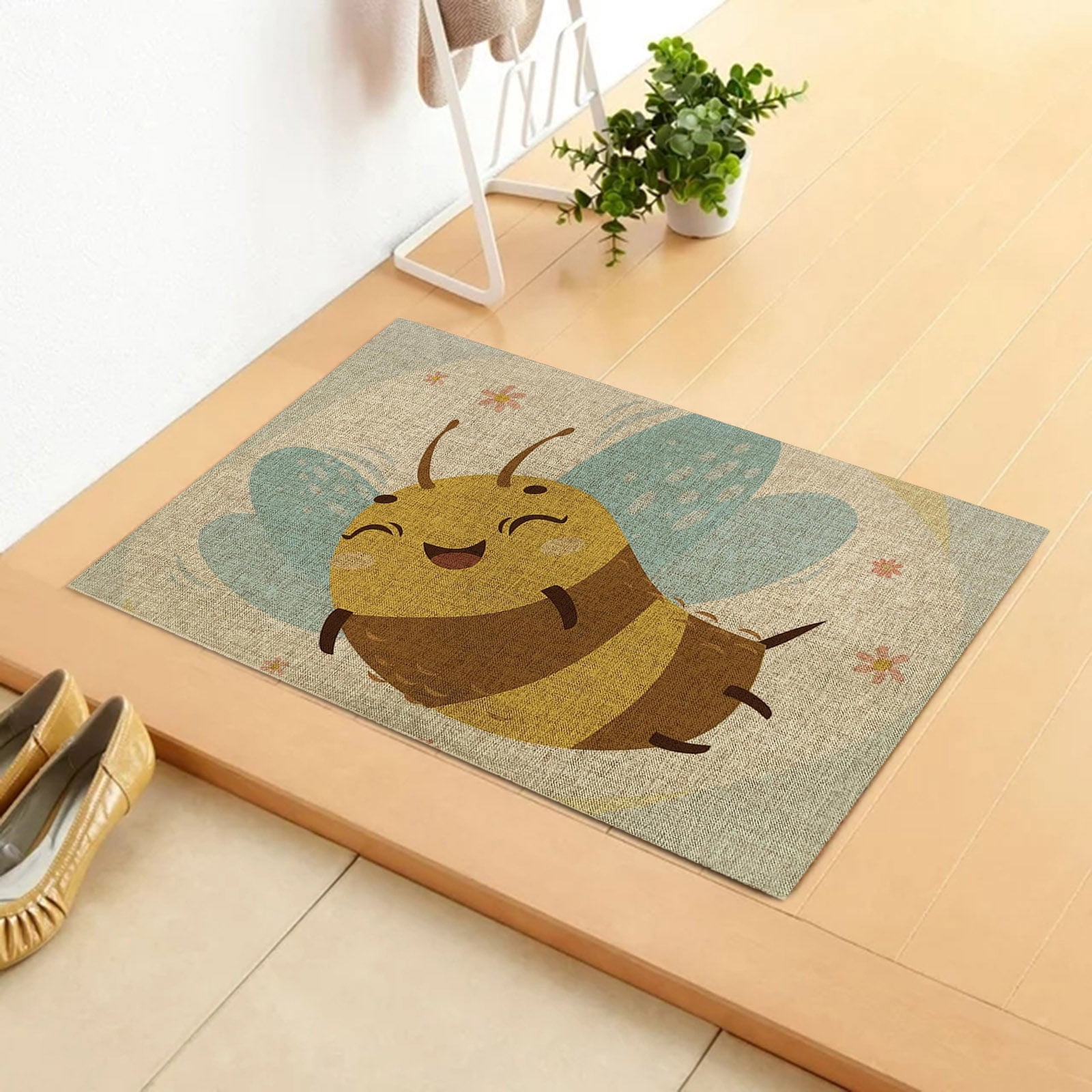 Spring Mat Floor Mat Fun Cute Cartoon Pattern Flowers Happy
