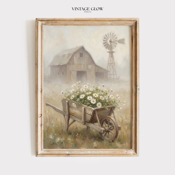 Spring Wheelbarrow Floral Wall Art Print