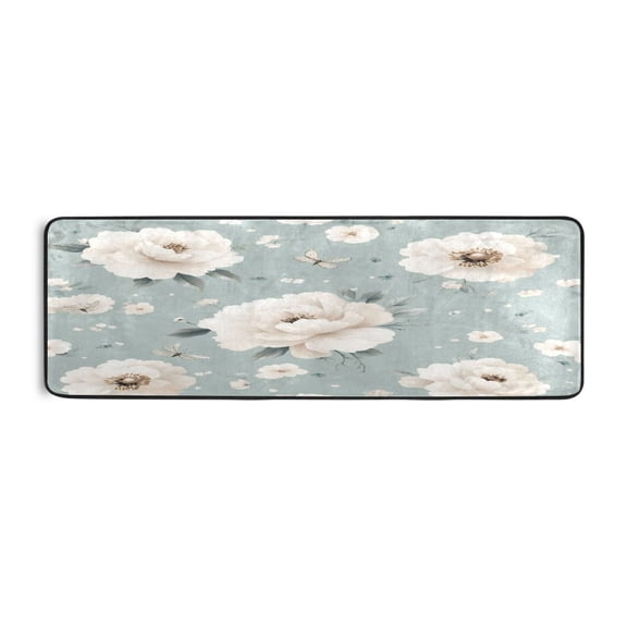 Spring White Blossoms 72x24" Runner Rug, Non-Slip Memory Foam Cushion, Anti-Crease for Hallways and Bedrooms