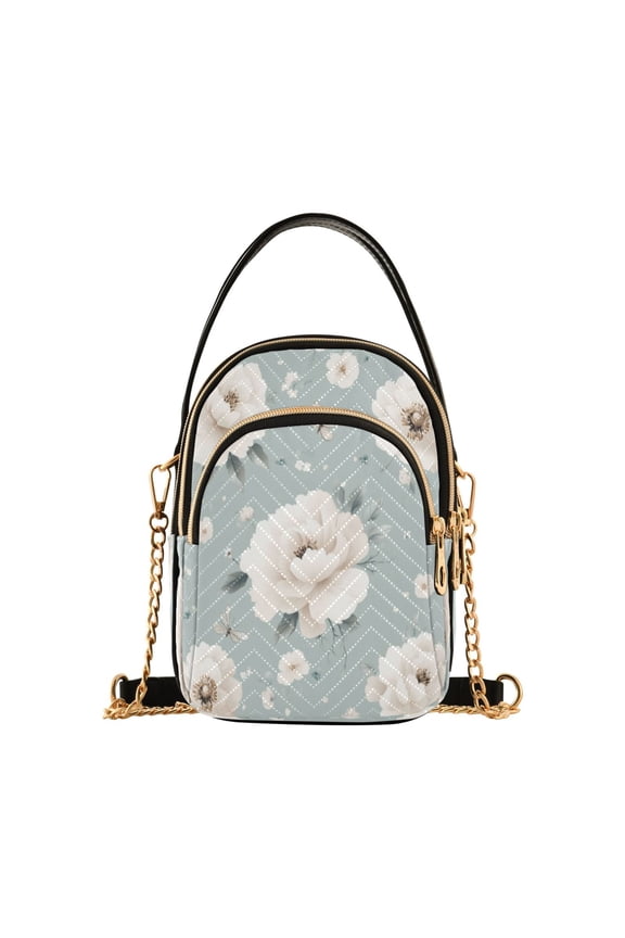 Spring White Blossoms Women's Crossbody Handbags Leather Crossbody Bags Fanny Pack Chest Bag for Travel