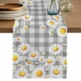 thumbnail image 1 of Spring White Daisy Table Runner 72 Inches, Farmhouse Floral Gray Buffalo Plaid Bed Runner Dresser Scarves Tabletop for Indoor Outdoor Parties/Ceremony/Banquet, 16" x 72", 1 of 9